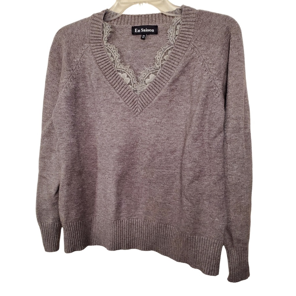 En Saison Lace Trim Sweater